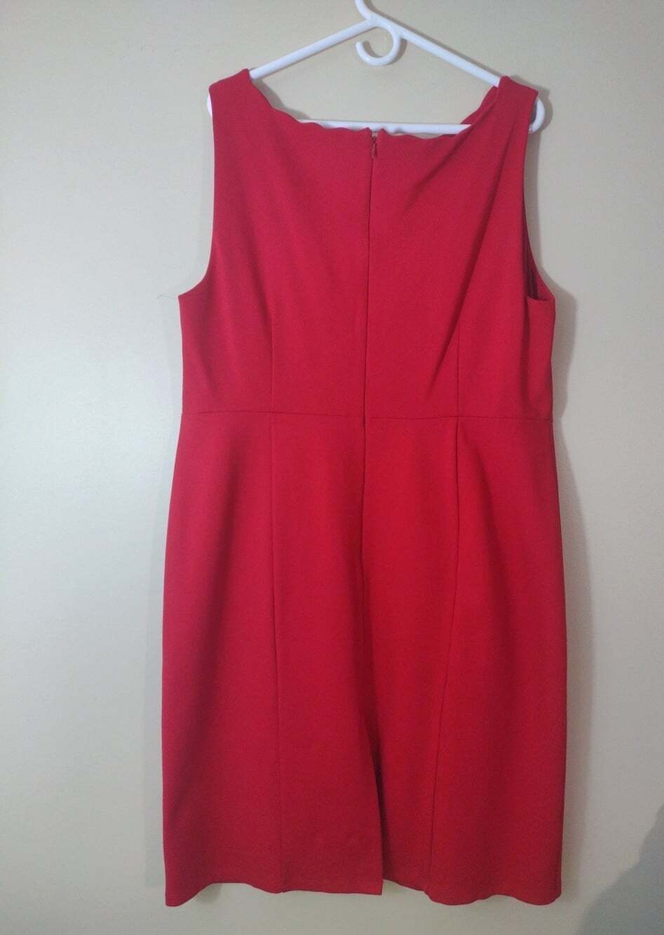 Loft Plus red dress Scalloped Neckline party holiday vacation Size 18 EUC